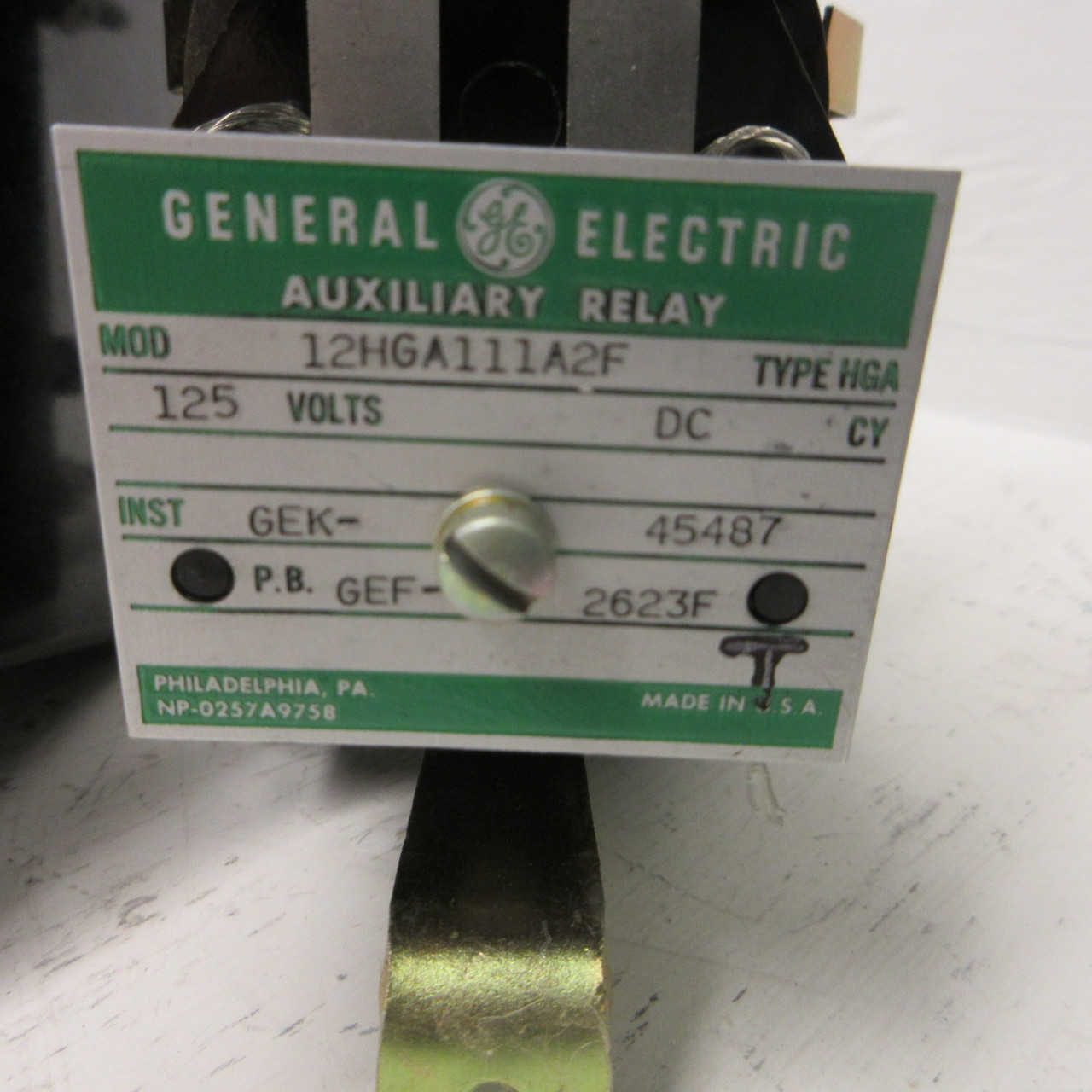 General Electric GE 12HGA111A2F Auxiliary Relay Type HGA 125VDC P.B GEF-2623F (AH1245-2)