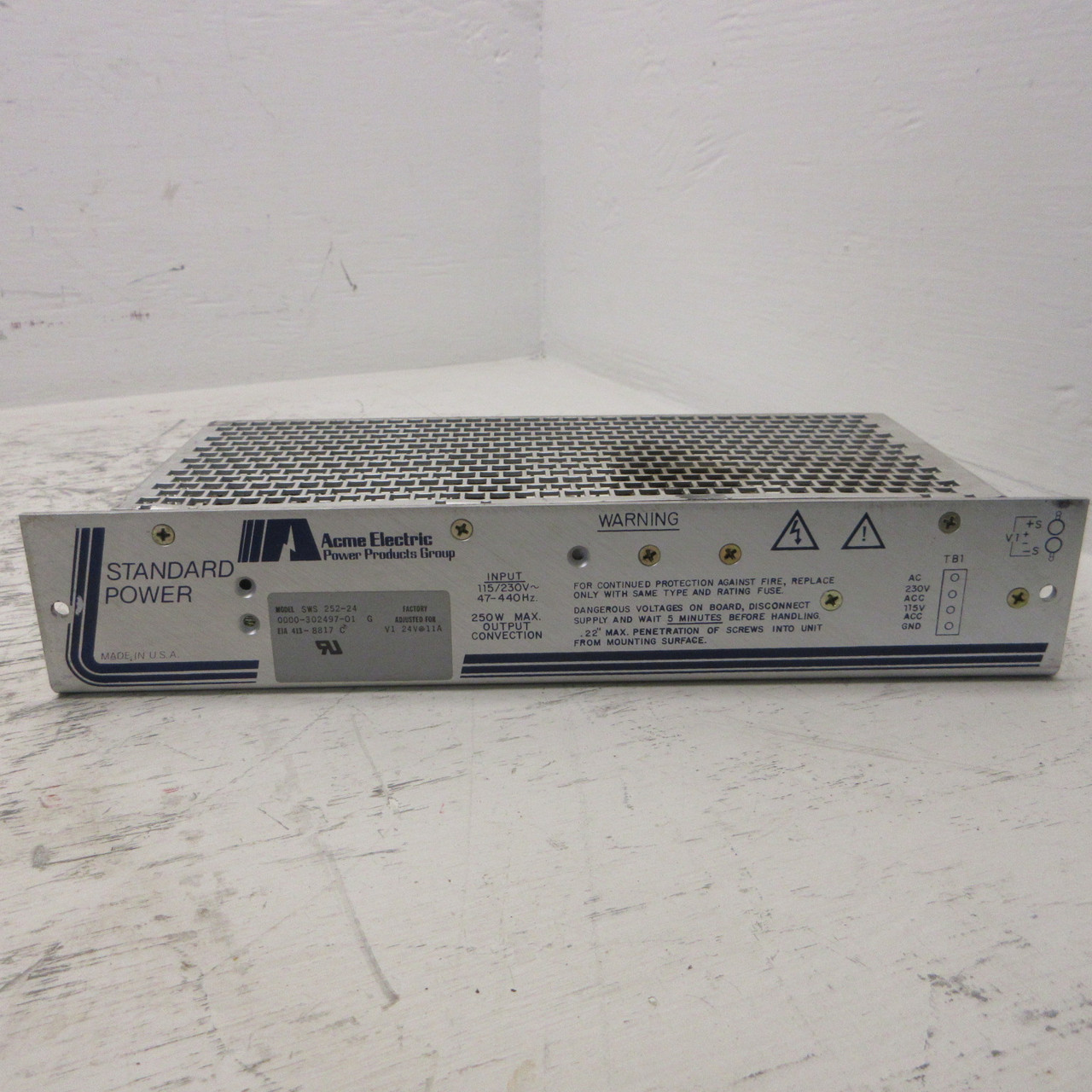 Acme Electric SWS 252-24 Power Supply 250W Max SWS-252-24 0000-302497-01 G 11A (AH1243-4)