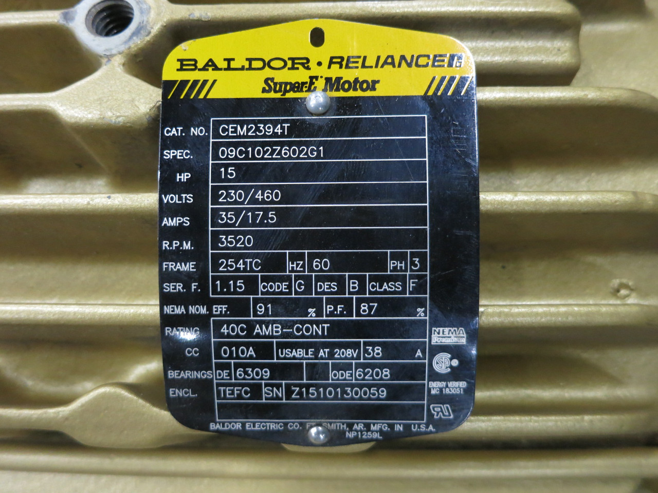 NEW Sigma Thermal ARR-4V Pressure Blower 2298 CFM 15 HP Motor CEM2394T 3520 RPM (DW8200-1)