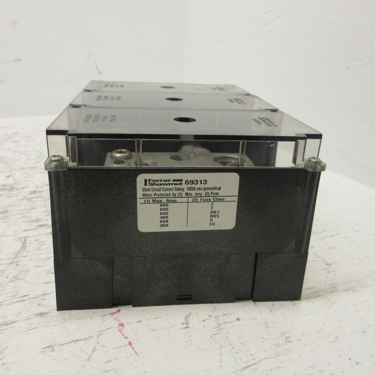 Ferraz Shawmut 69313 Power Distribution Block 3 Pole 600V Open Style 3P CU9AL (AH1254-2)