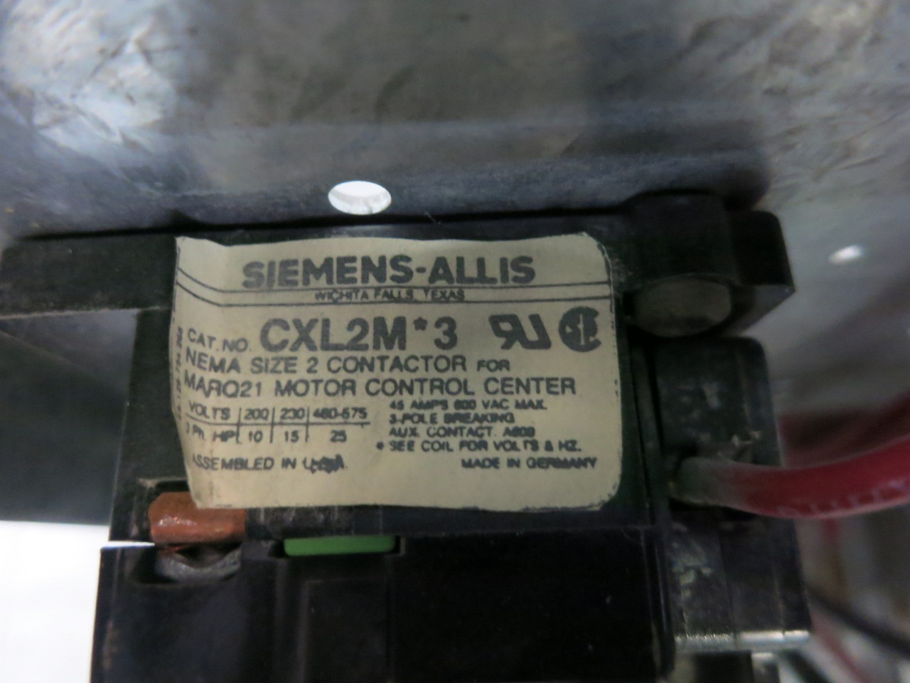 Siemens Model 90 60A Fusible Size 2 Starter 12" MCC Bucket CXL2M*3 DS26U 60 Amp (DW8203-1)