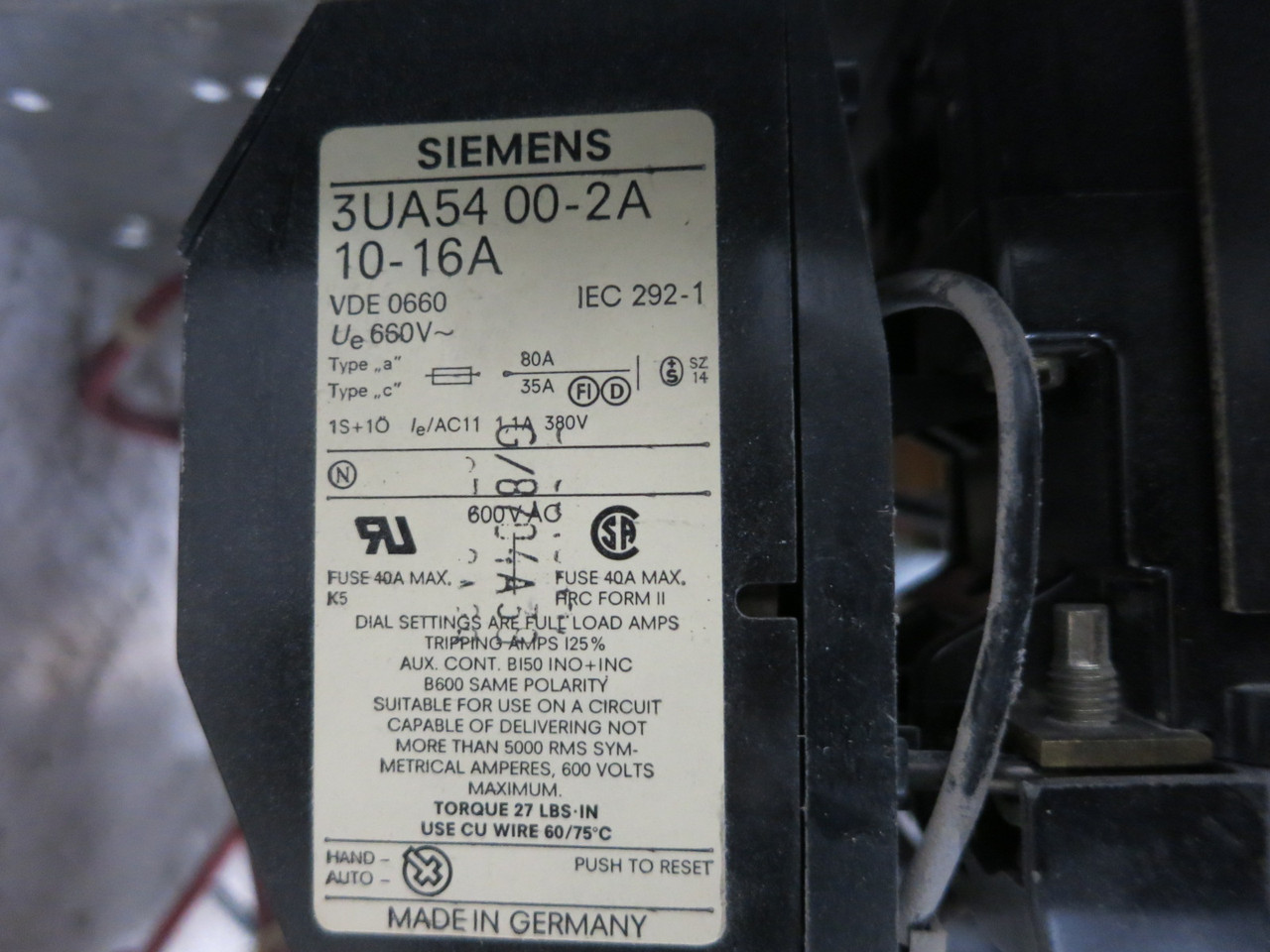 Siemens Model 90 60A Fusible Size 2 Starter 12" MCC Bucket CXL2M*3 DS26U 60 Amp (DW8203-1)