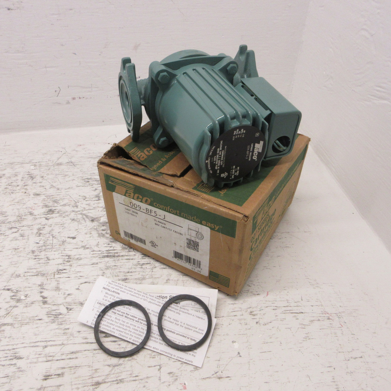 NEW Taco 009-BF5-J Cast Iron Cartridge Circulator 1/8HP 1.4A 60Hz 115V 3250RPM (AH1259-2)