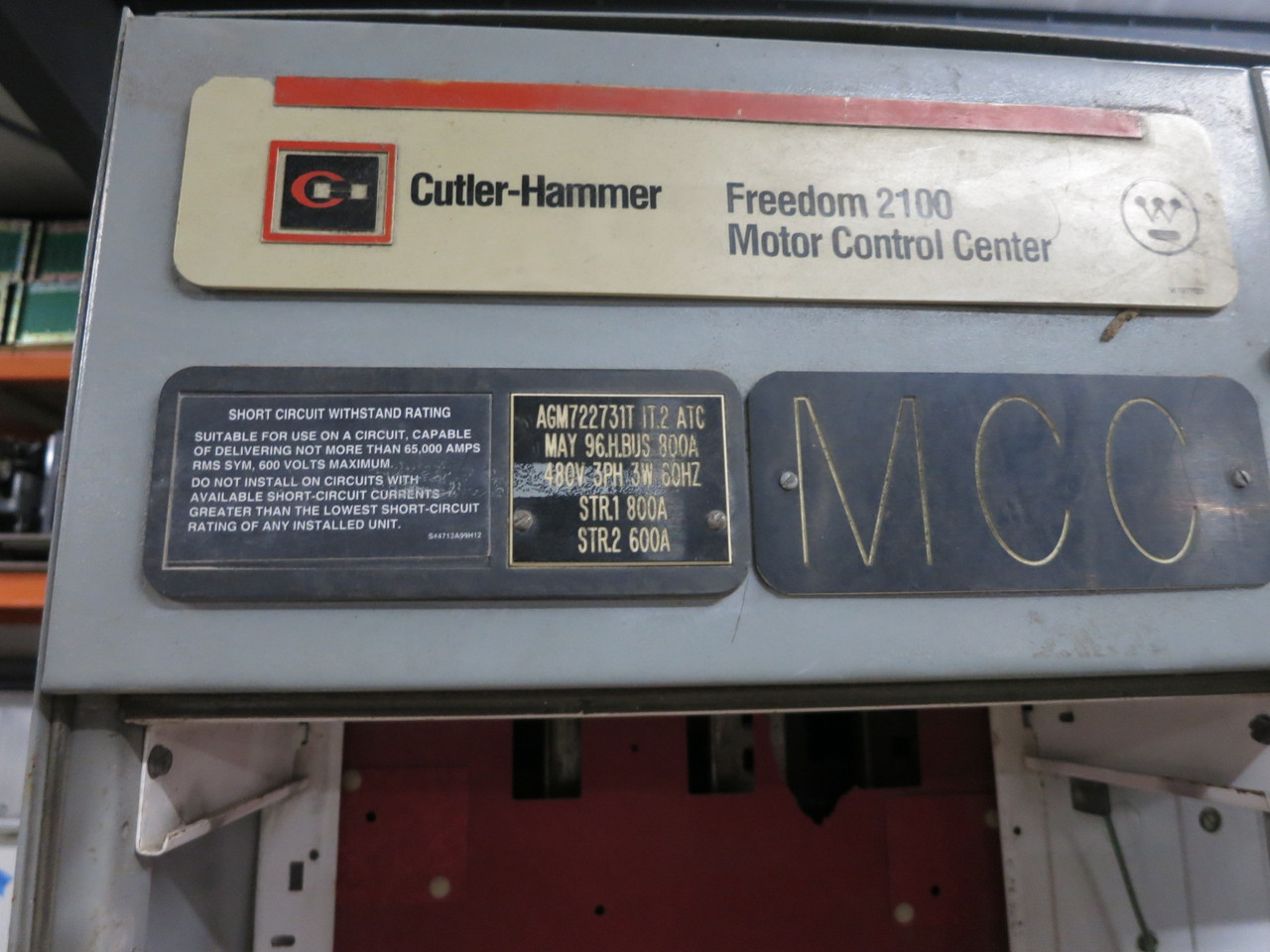 Cutler Hammer Freedom 2100 800A 480 Motor Control Center 2x Section 800 Amp FLAW (DW8205-1)