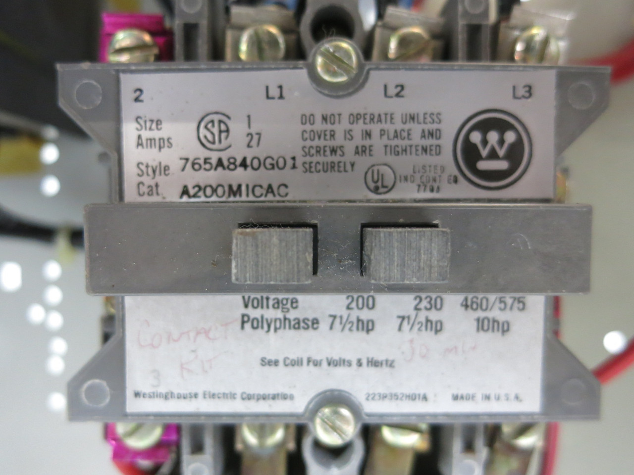 Westinghouse 5 Star 2100 20A Breaker Size 1 Starter 18" MCC Bucket 20 Amp (BJ1122-1)