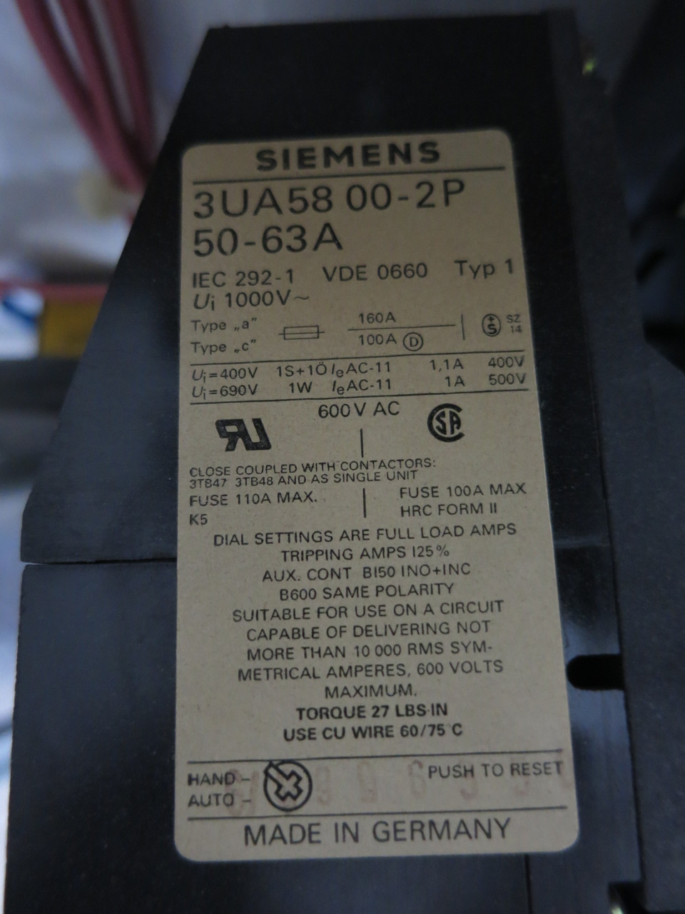 Siemens Model 90 100A Fusible Size 3 Starter 18" MCC Bucket 100 Amp DS36U 3TF48 (DW8228-1)