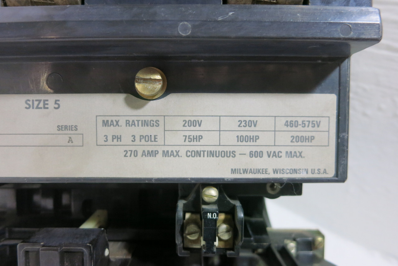 Allen Bradley 509-FOB Size 5 Motor Starter 480V Coil 200 HP 270A 600V 509-F0B (BJ1104-1)
