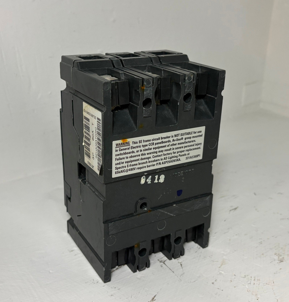 GE SEHA36AT0060 60A Spectra Circuit Breaker w/ 50 Amp Plug 3P General Electric (EM5918-2)