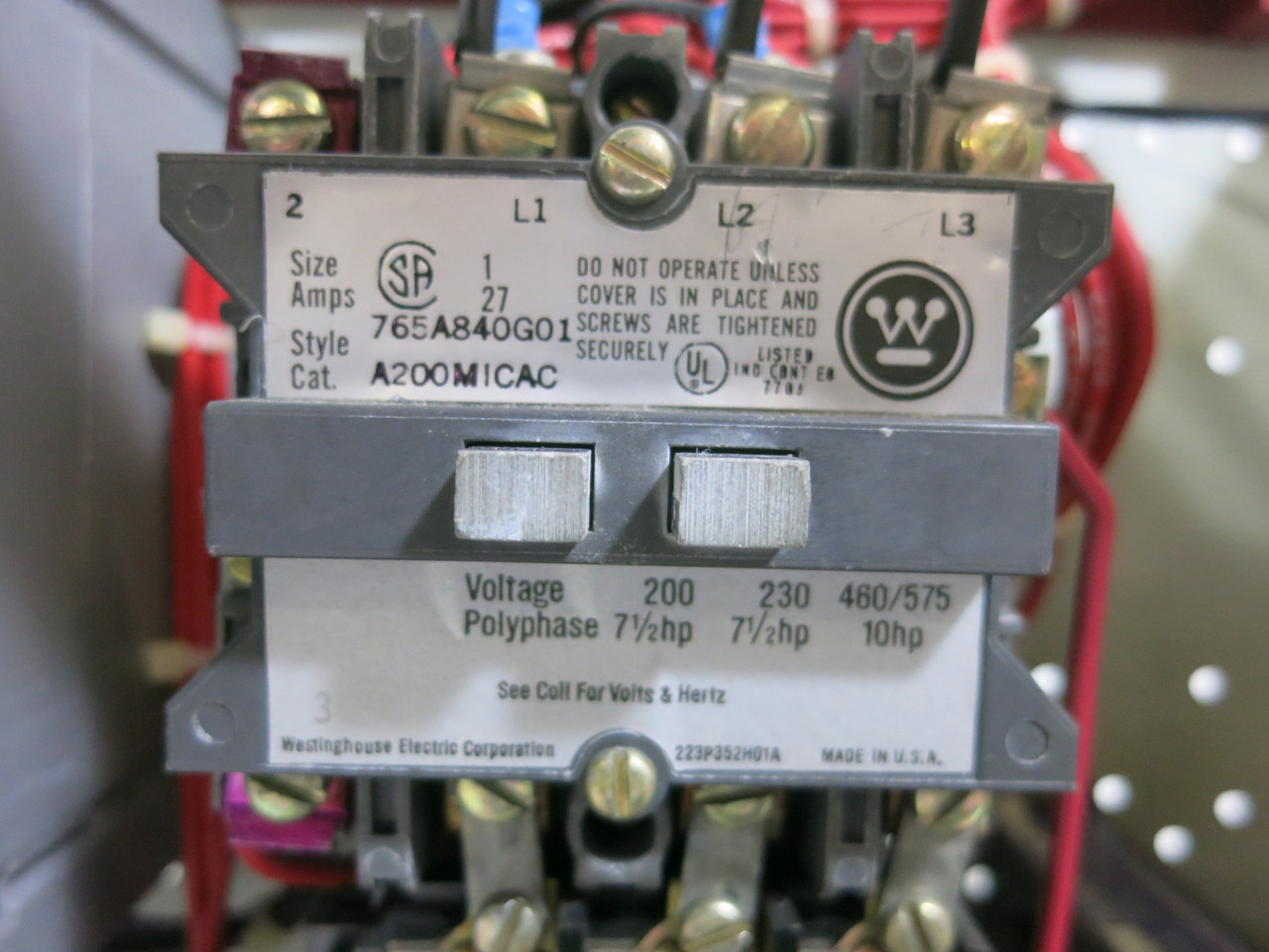 Westinghouse 5 Star 2100 15A Breaker Size 1 Starter 12" MCC Bucket 15 Amp (BJ1125-4)