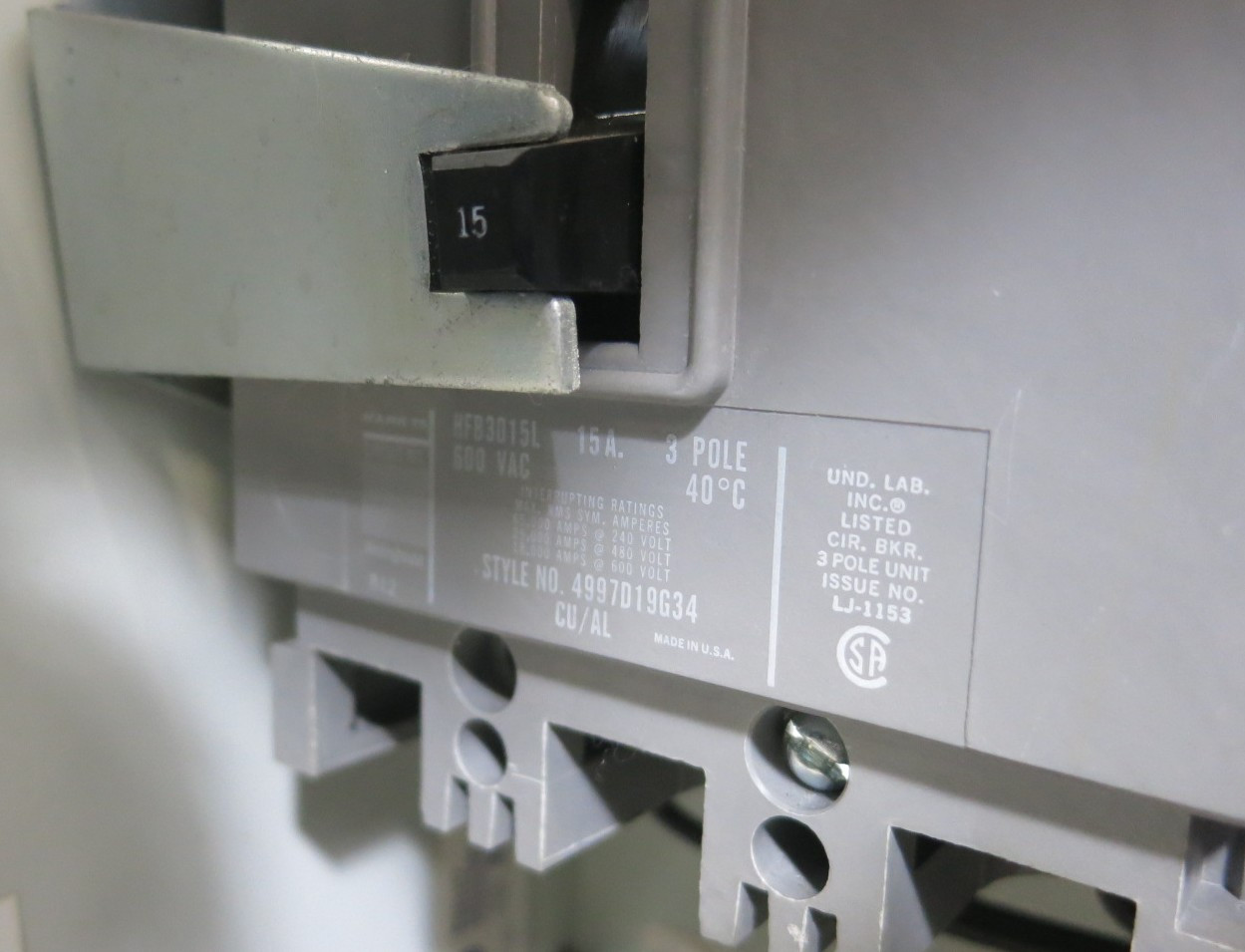 Westinghouse 5 Star 2100 15A Breaker Size 1 Starter 12" MCC Bucket 15 Amp (BJ1125-4)