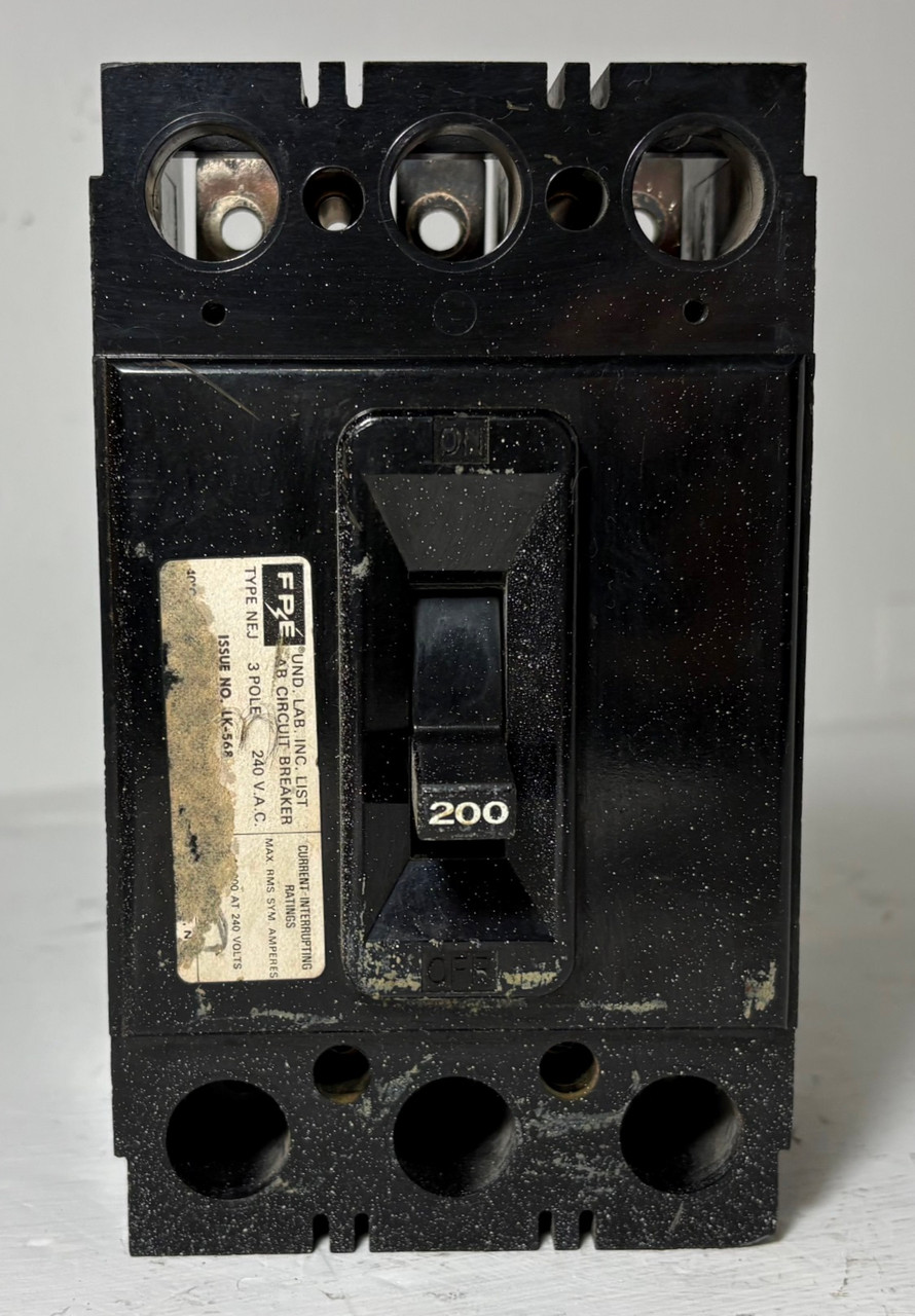 FPE NEJ3200 200A AB Circuit Breaker 10kA @ 240V 3P 200 Amp LK-568 (EM5922-2)