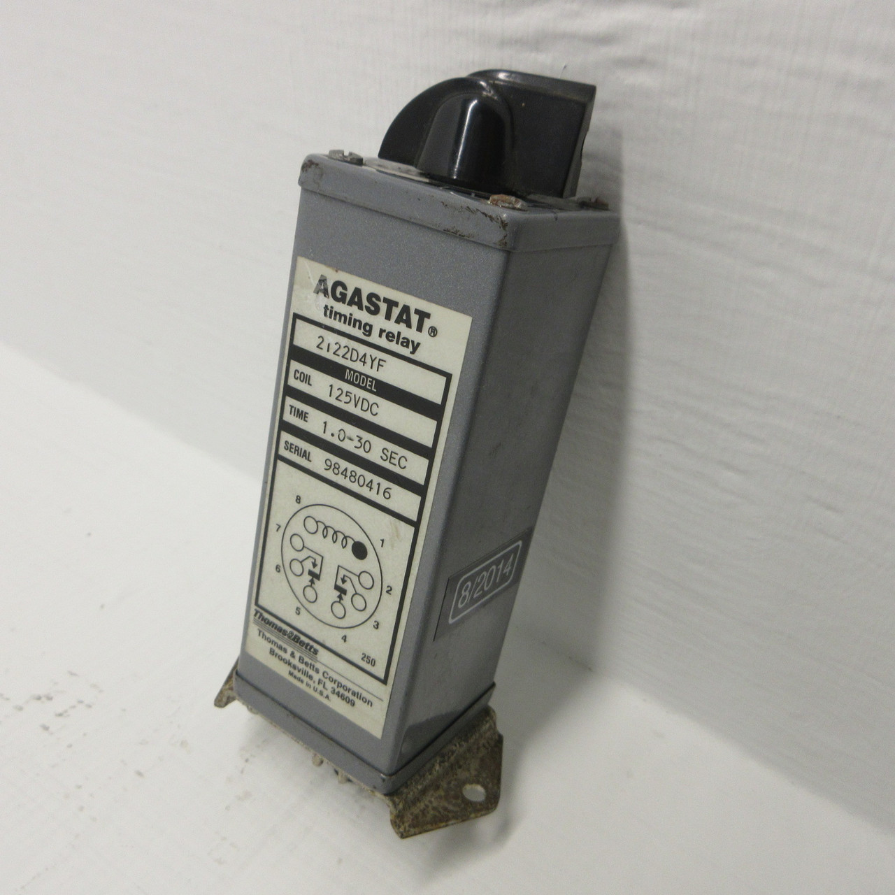 Agastat 2122D4YF Timing Relay 125VDC Coil 1.0-30 Second Thomas & Betts 8 Pin (AH1295-1)
