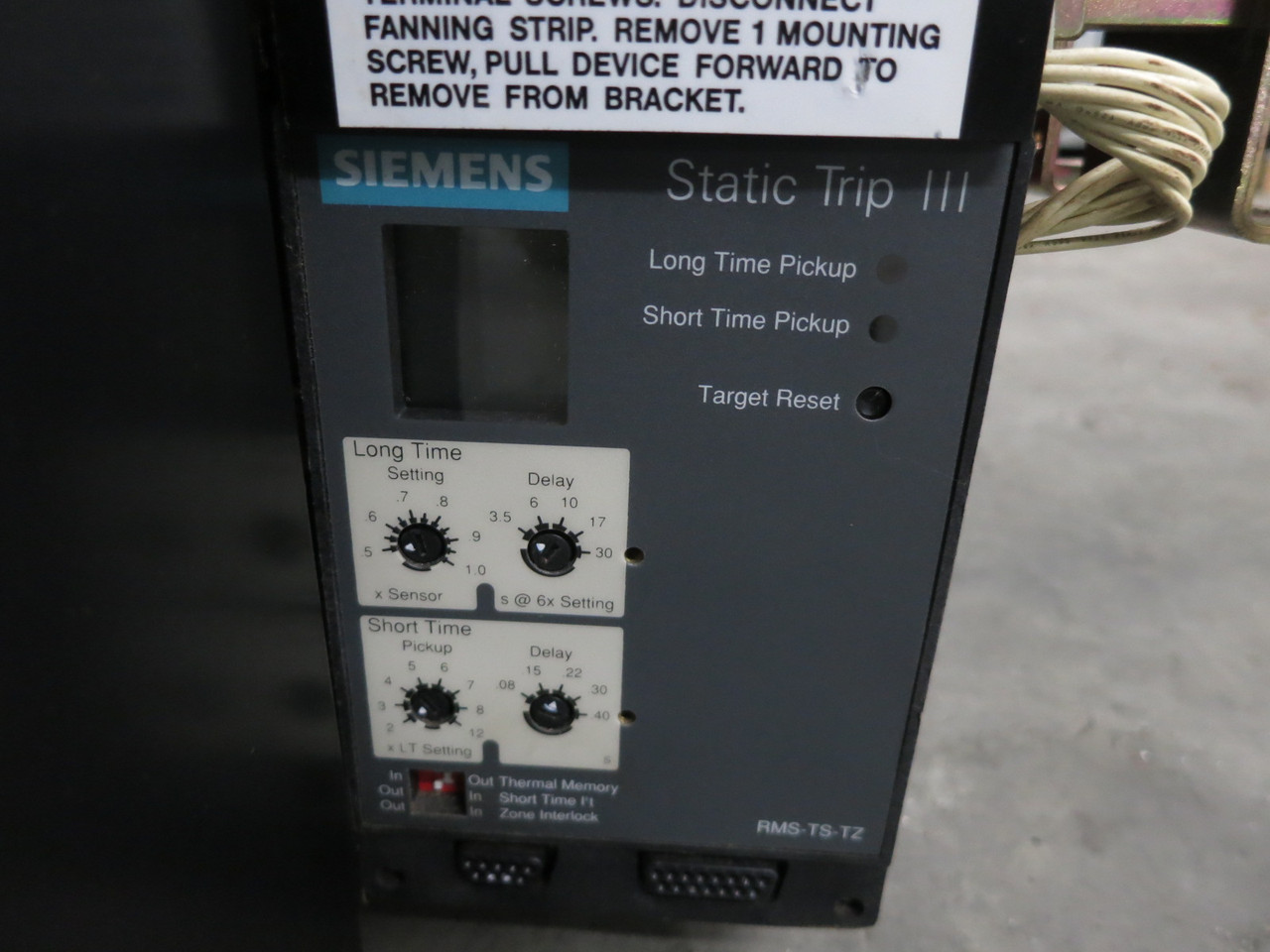 Siemens RL-800 800A Air Circuit Breaker Static Trip III RMS-TS-TZ MO RL800 LS (DW8244-1)