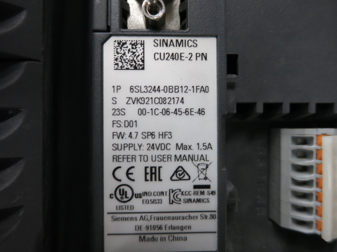 Siemens 6SL3210-1PE34-8CL0 Sinamics Power Module Drive 250 kW PM240-2 300 HP 480 (DW8279-2)
