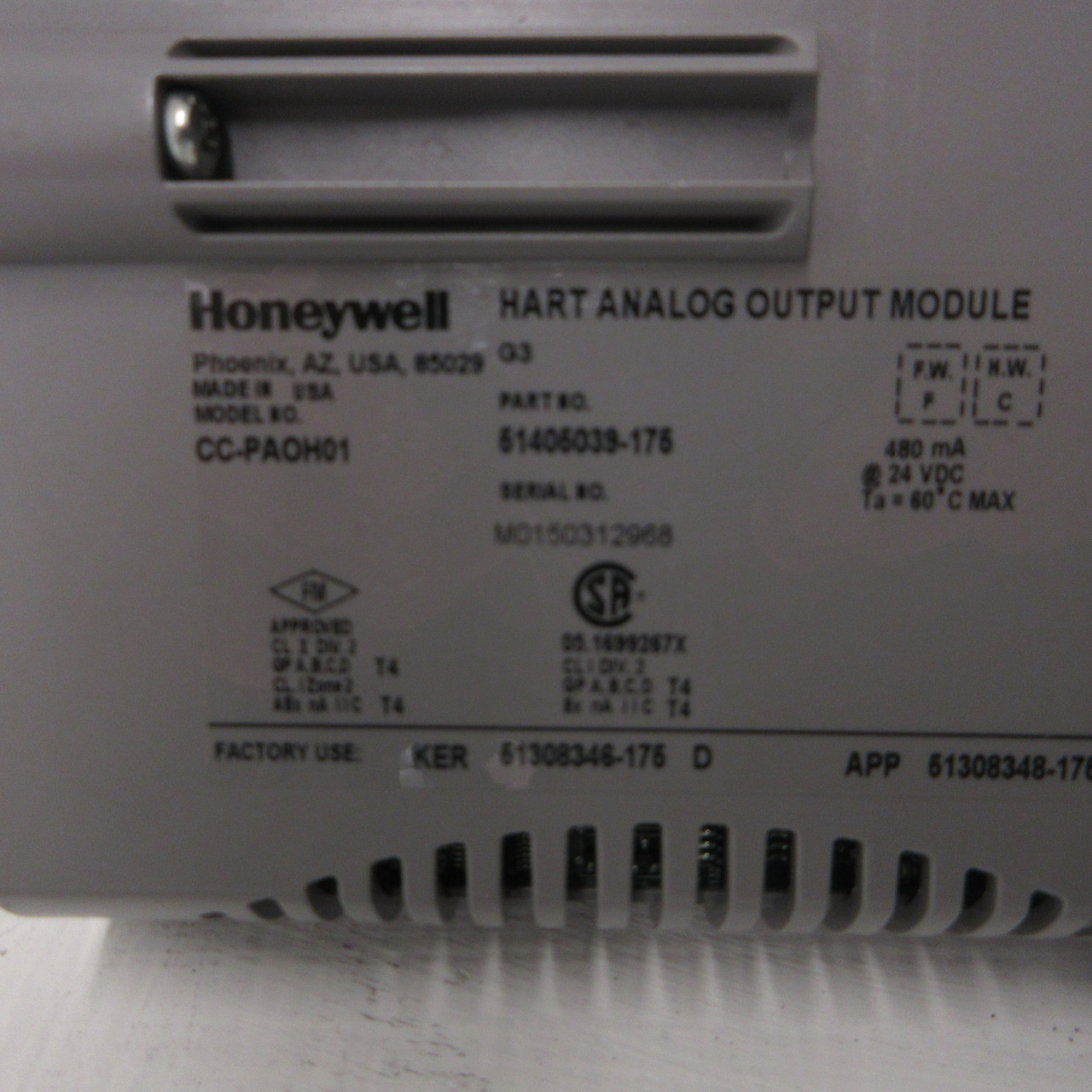Honeywell CC-PAOH01 Hart Analog Output PLC Module 51405039-175 (FW: F HW: C) (AH1354-5)