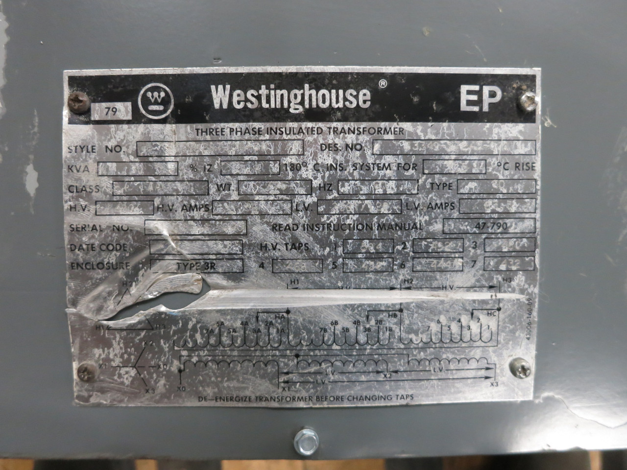 Westinghouse 30 kVA 480 Delta to 208Y/120 V 3PH Transformer Wall-Mount 3R 480V (DW8296-1)