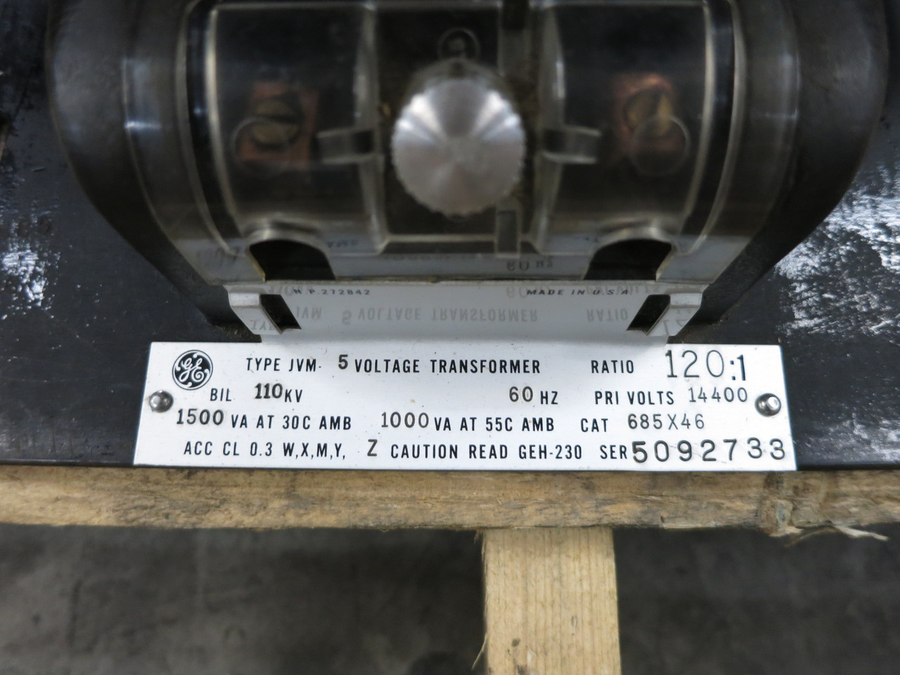 GE 685X46 JVM-5 Voltage Transformer Ratio 120:1 14400V 1500VA/1000VA CT VT (DW8295-2)