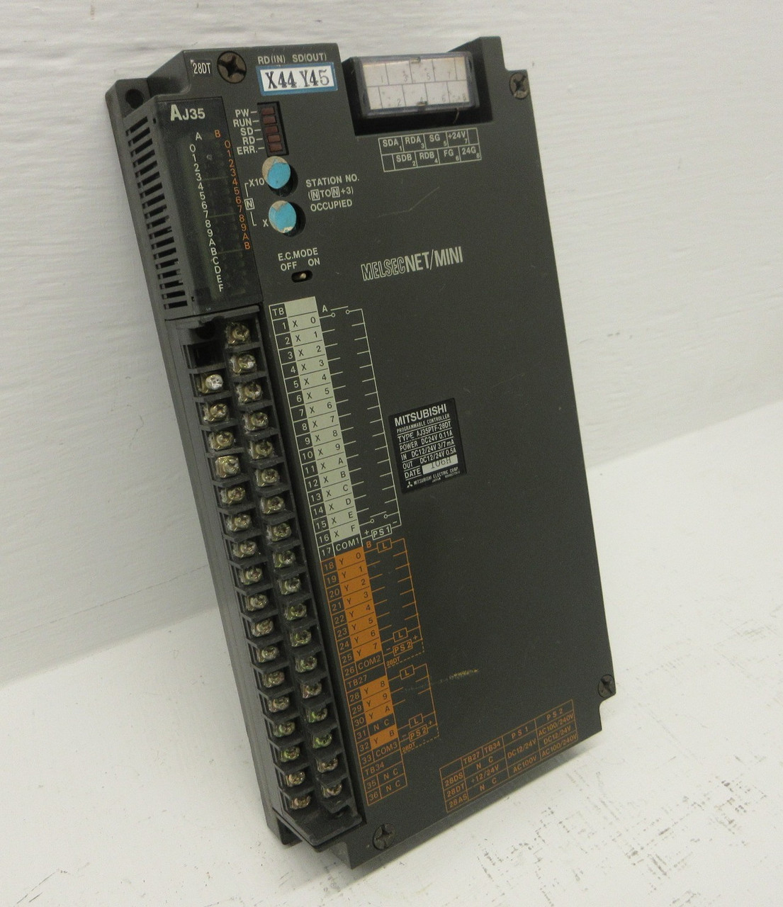 Mitsubshi AJ35PTF-28DT MelsecNet/Mini Programmable Controller PLC 24VDC 0.11A (AH1389-1)