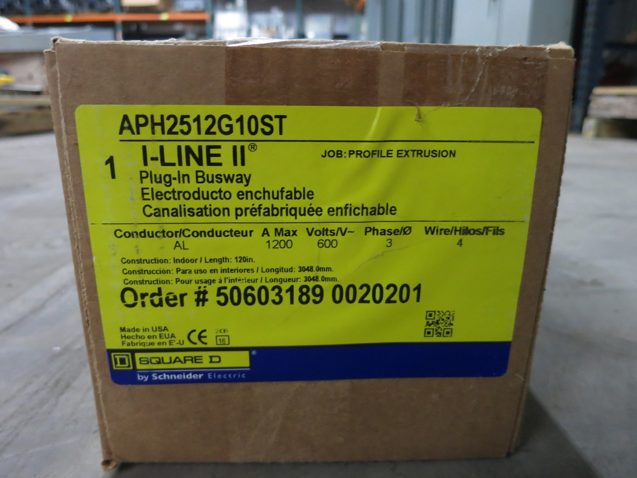 NEW Square D APH2512G10ST 1200A 600V I-Line II Busway 3PH 4W 1200 Amp Plug-In 10 (DW8310-6)