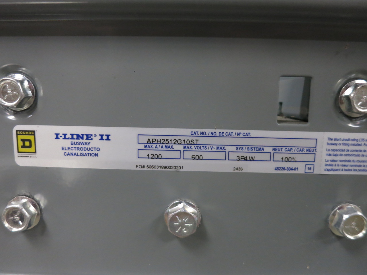 NEW Square D APH2512G10ST 1200A 600V I-Line II Busway 3PH 4W 1200 Amp Plug-In 10 (DW8310-6)