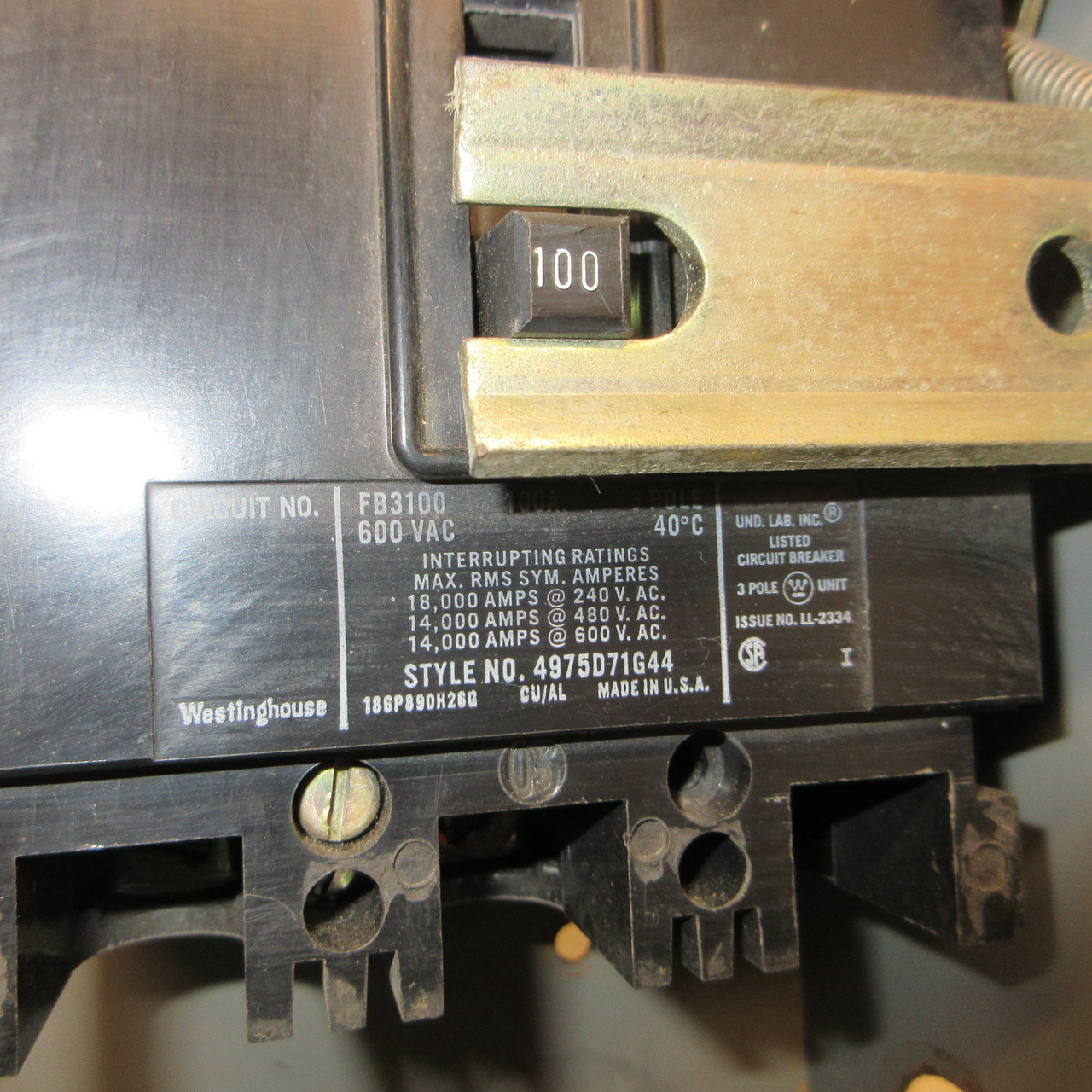 Westinghouse CFB 100A 600VAC Circuit Breaker Enclosure w/ 100 Amp FB3100 Breaker (AH1397-1)