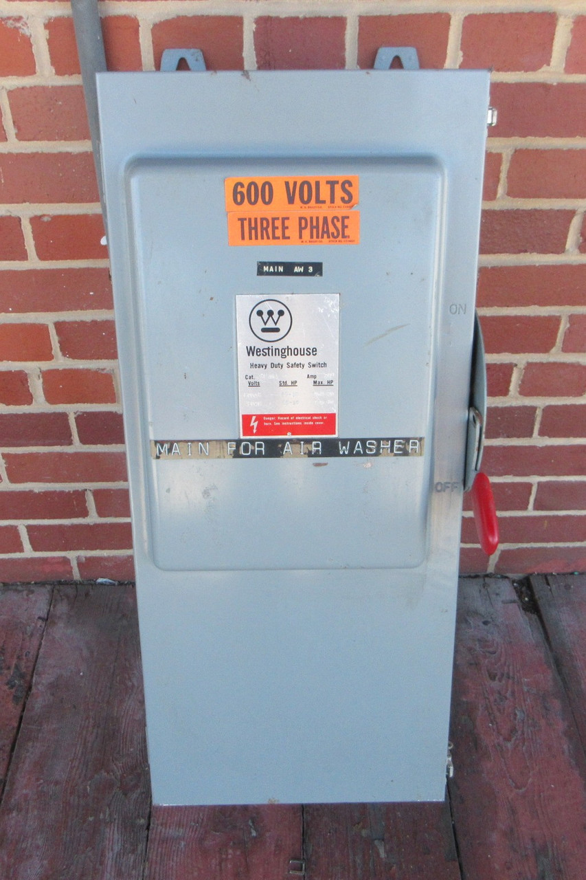 Westinghouse JHF364 200A 600VAC Fusible Safety Switch Disconnect 150HP 200 Amp (AH1405-1)