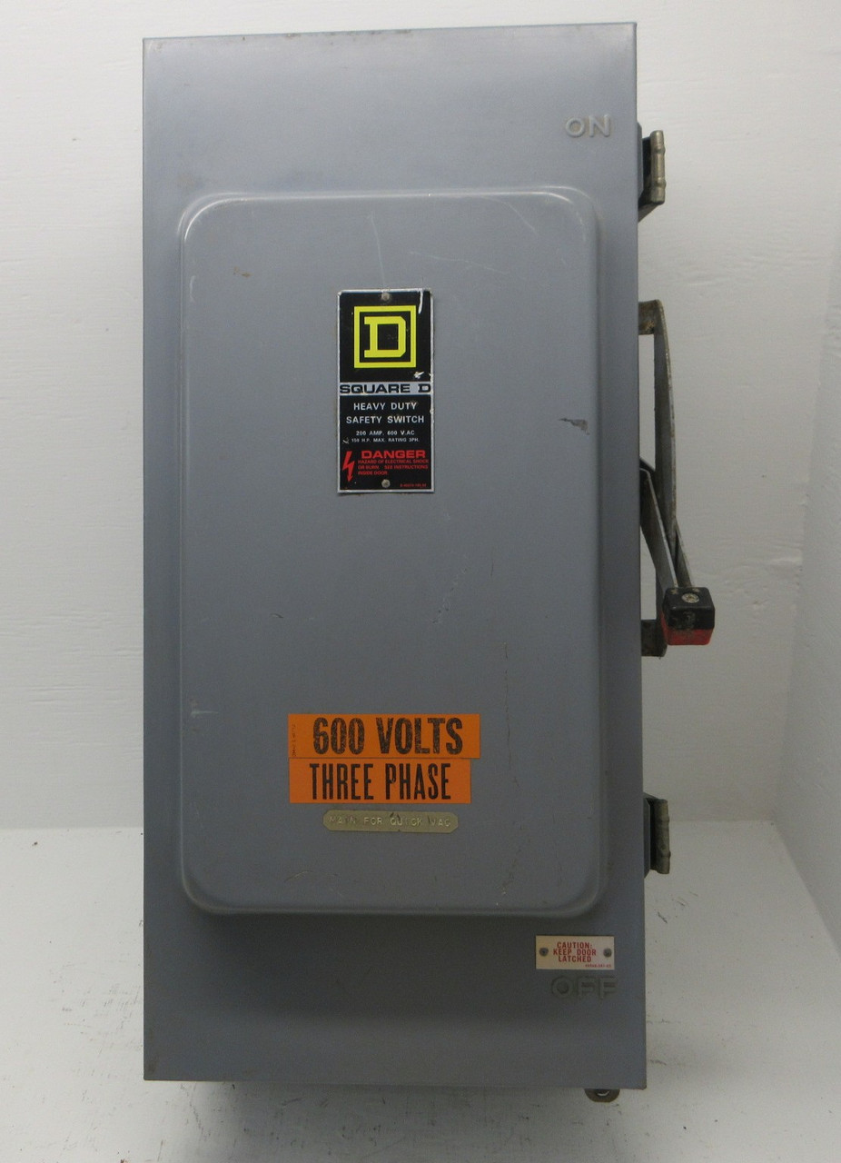 Square D H364AWK 200A 600V Fusible Safety Switch Disconnect 200 Amp 3R Ser E1 (AH1409-1)