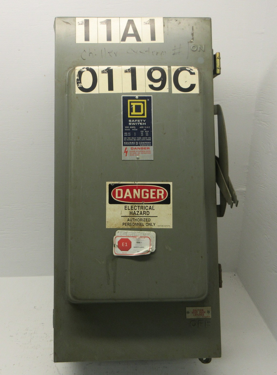 Square D H364AWK 200A 600V Fusible Safety Switch Disconnect 200 Amp 3R w/ Fuses (AH1413-1)