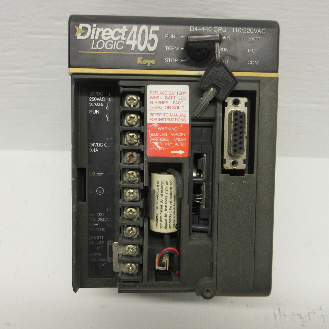 PLC Direct Koyo D4-440 CPU Direct Logic 405 CPU Module w Keys (chipped, no door) (AH1311-1)
