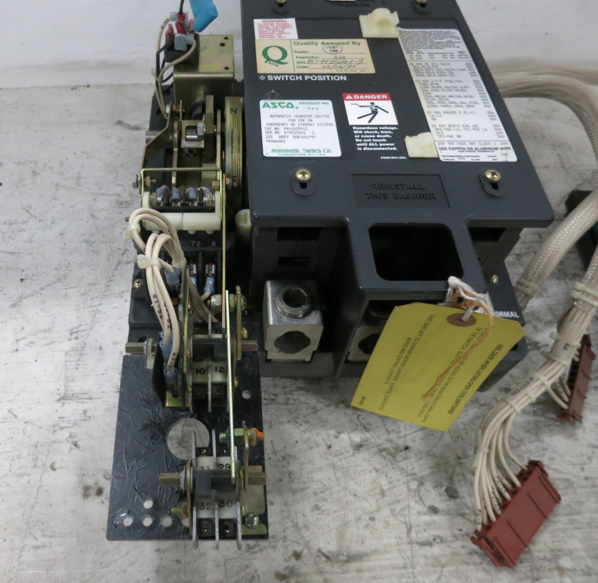 ASCO 940322591X 225A 480V Automatic Transfer Switch 940 225 Amp ATS 473670-006 (DW8320-1)
