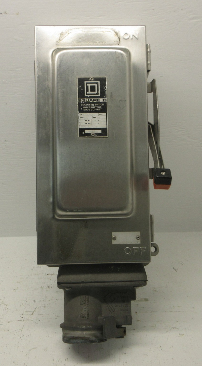 Square D HU362DSWC 60 Amp 600V Stainless Enclosed Switch 60A 60HP 3R SS (RUSTY) (AH1422-2)