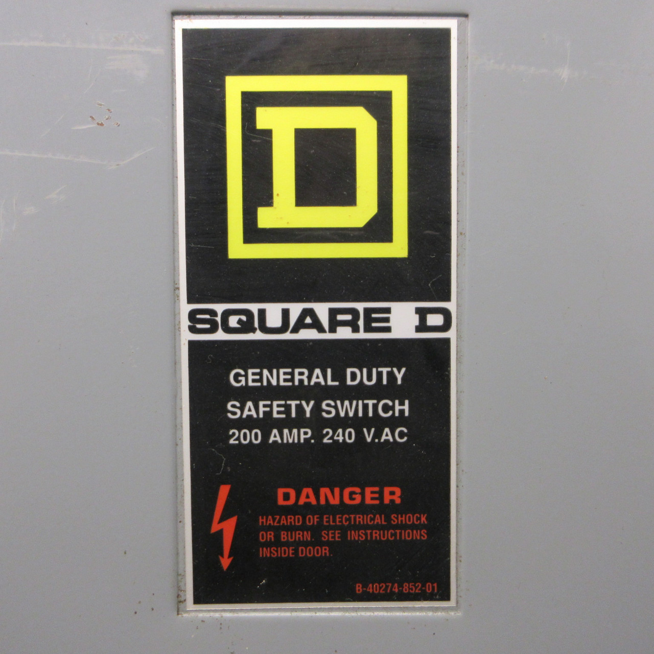 Square D DU324 200 Amp 240V Non-Fusible Safety Disconnect Switch 200A 3W 50HP (AH1419-1)