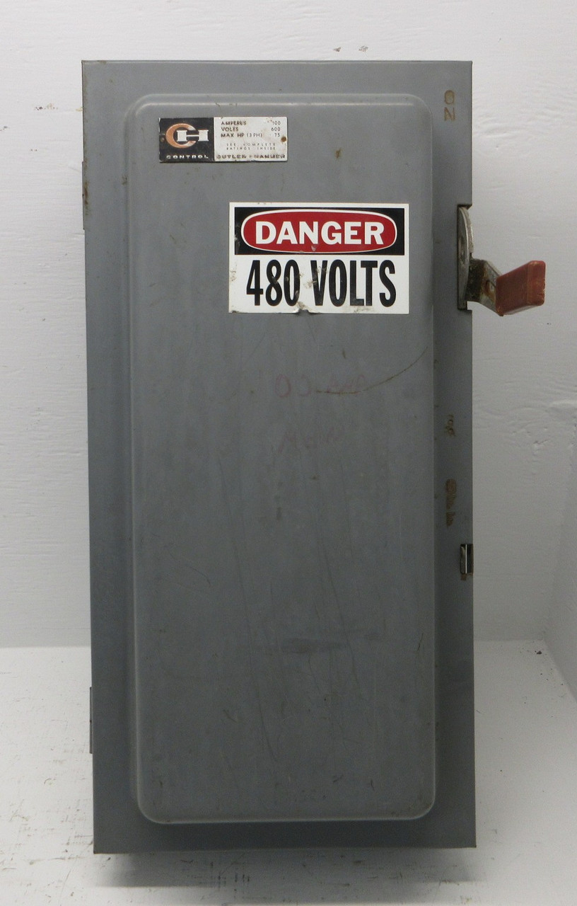 Cutler Hammer 4105H313H 100 Amp 600V Fusible Heavy Duty Safety Switch Disconnect (AH1426-2)