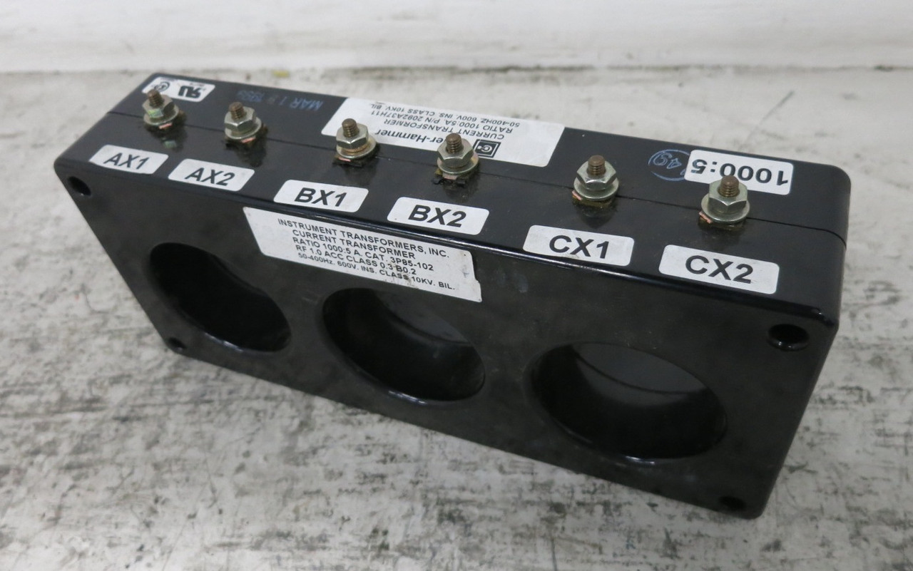 Cutler Hammer 2092A37H11 Current Transformer Ratio 1000:5 A CT ITI 3P85-102 (DW8335-2)