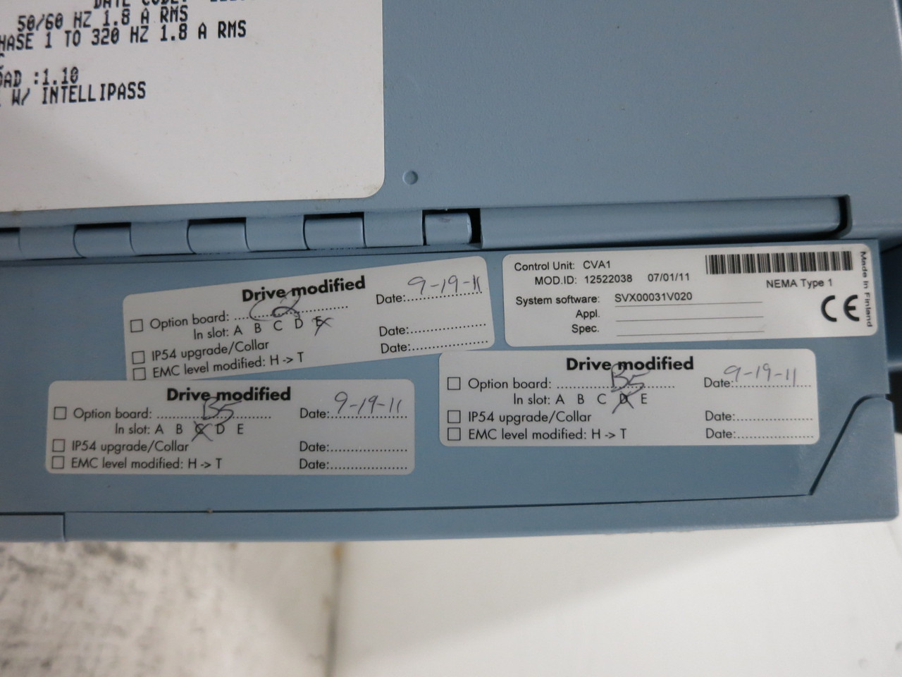 Eaton HVX00114B1B5C2P6 1 HP HVX9000 AC VS Drive IntelliPass Bypass 480V SVX001A1 (DW8336-2)