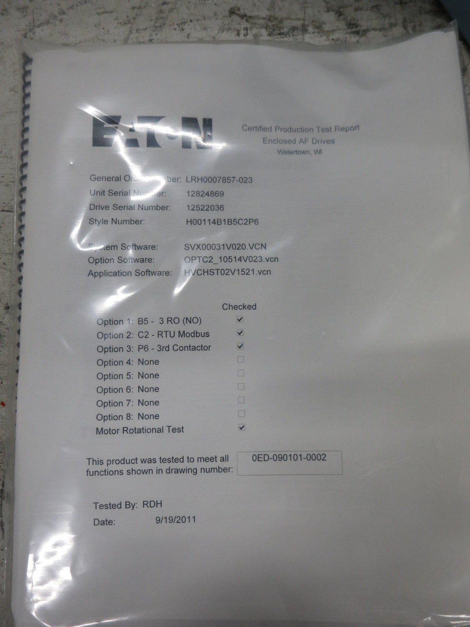 Eaton HVX00114B1B5C2P6 1 HP HVX9000 AC VS Drive IntelliPass Bypass 480V SVX001A1 (DW8336-2)