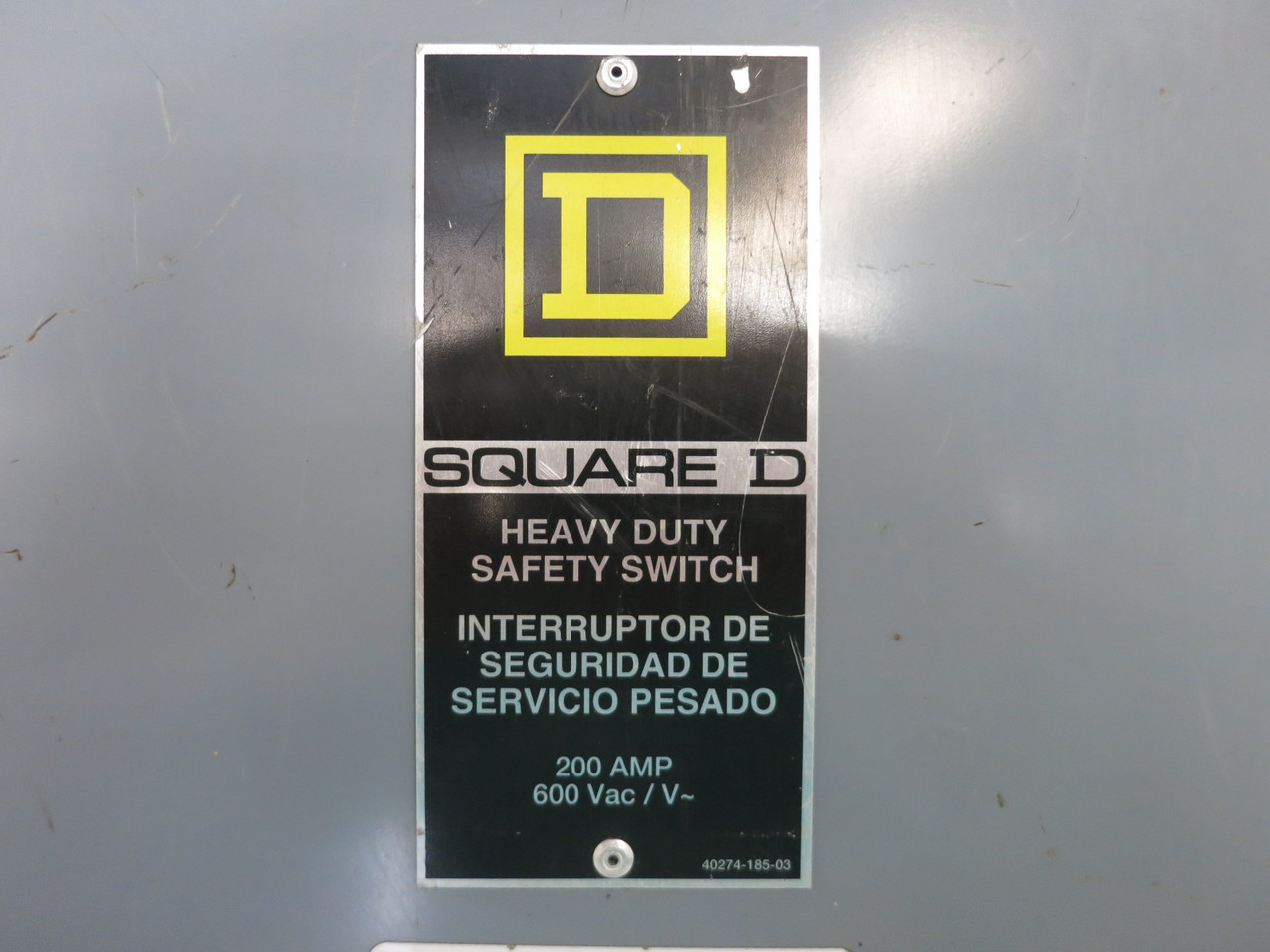 Square D H364 200A 600V Fusible Heavy Duty Safety Switch Disconnect 200 Amp E2 (DW8353-1)