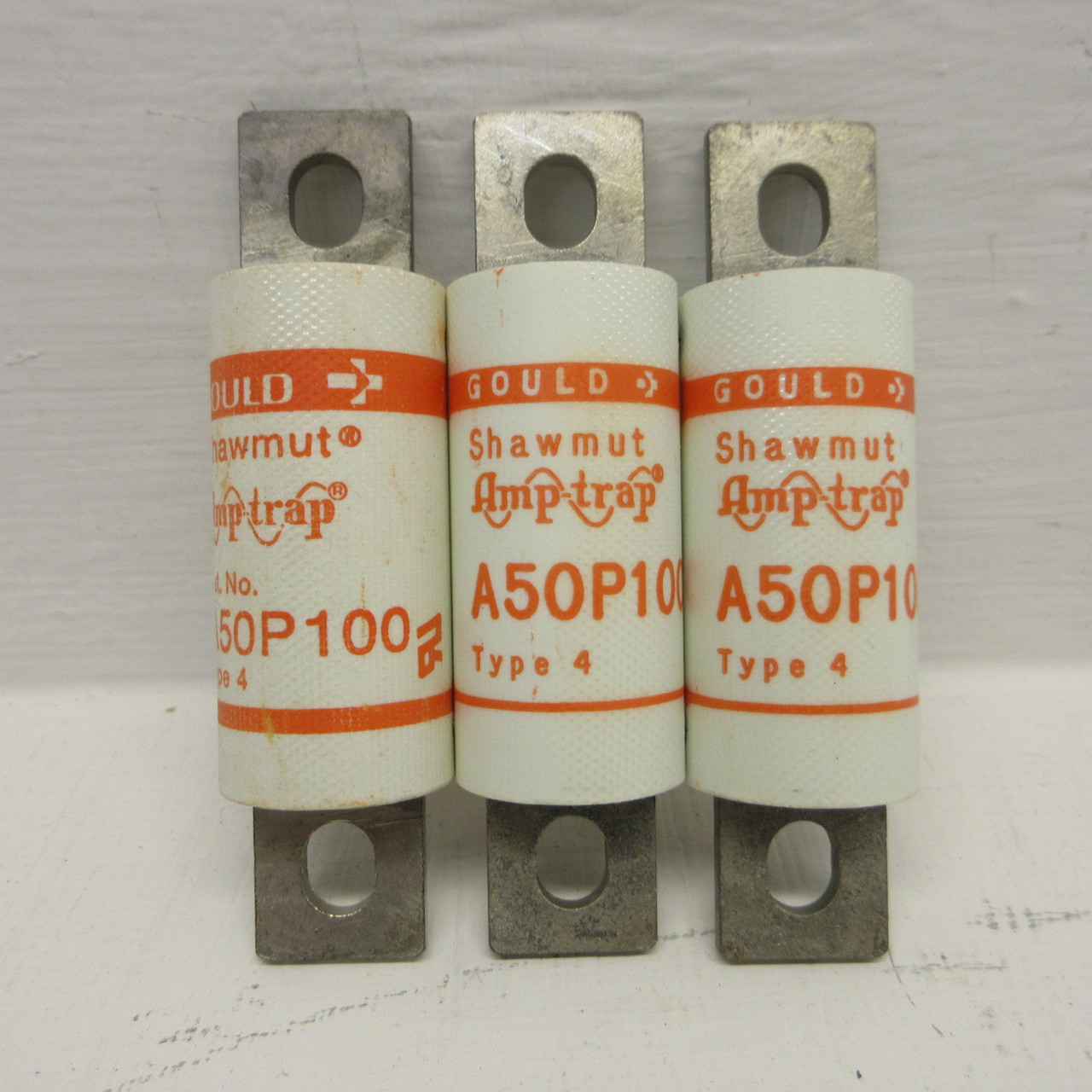 NEW Gould Shawmut Amp-Trap A50P100-4 Fuses 100A 500V Form 101 Type 4 (LOT OF 3) (AH1452-10)