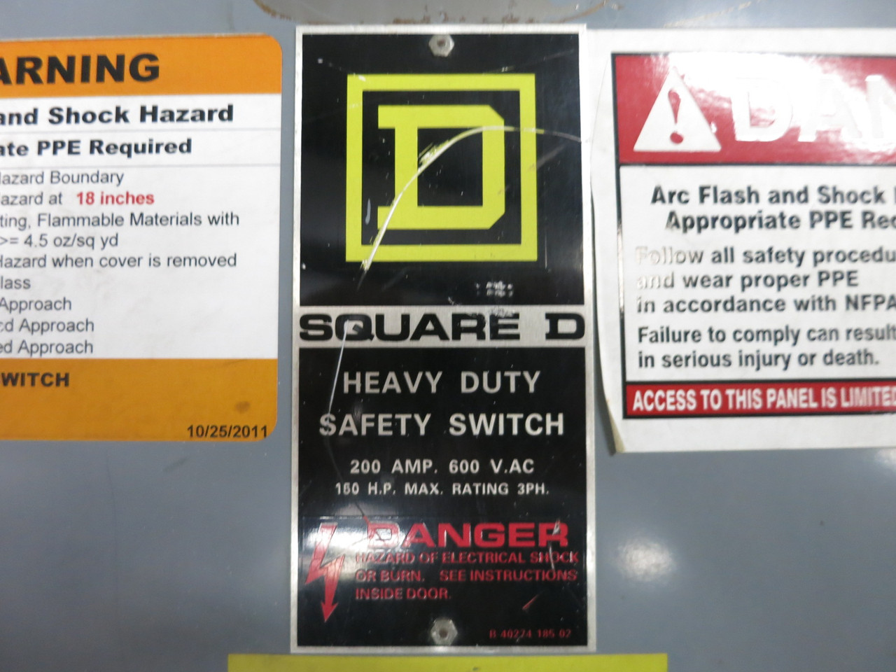 Square D H364N 200A 600V Fusible Safety Switch Disconnect 200 Amp H-364-N E1 (DW8360-2)