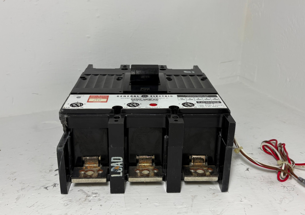 GE TJC36400B 400A Mag-Break Circuit Breaker w/ Aux Mod. 5 600V 3P 400 Amp flaw (EM5950-1)