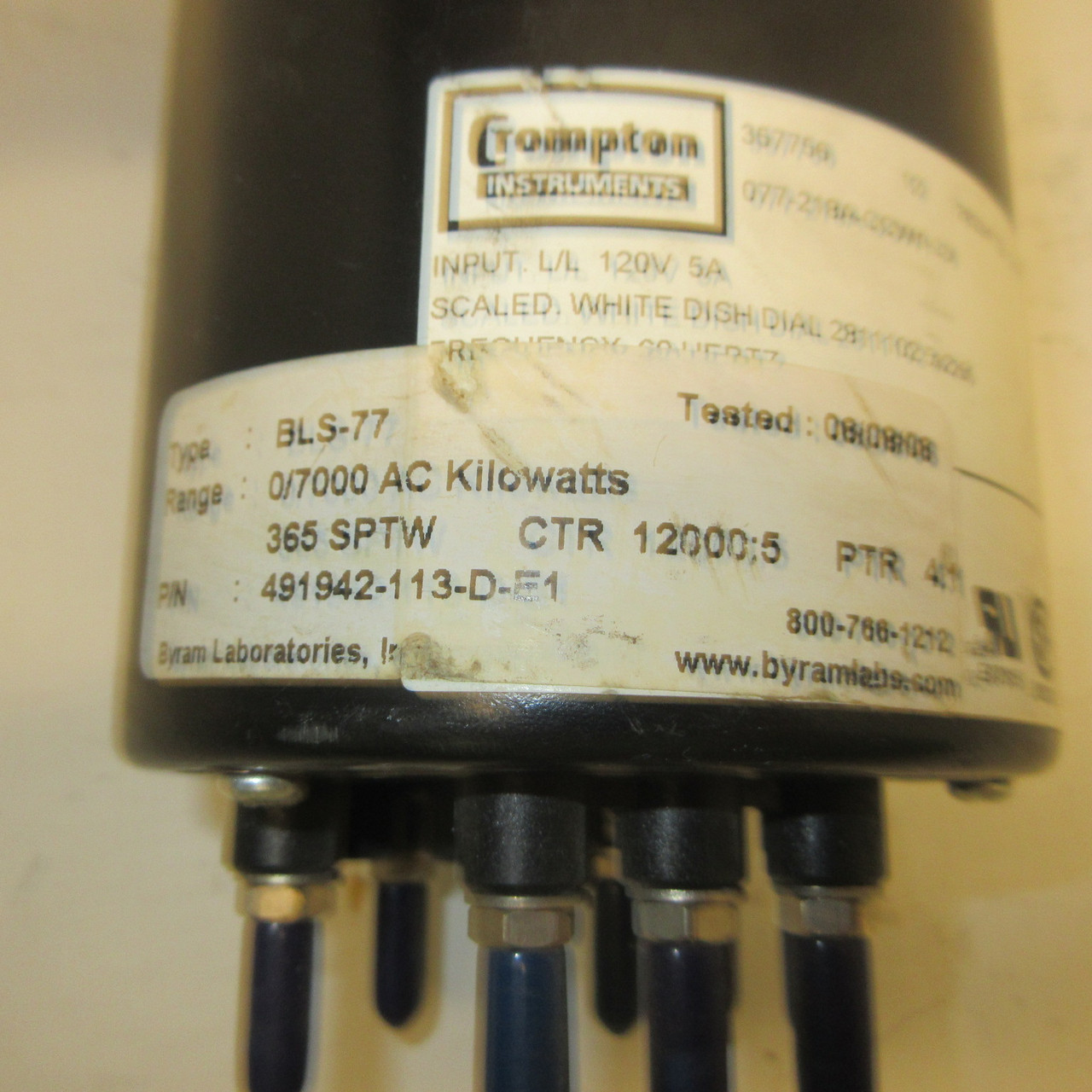 ASCO BLS-77 AC Kilowatts Panel Meter 491942-113-D-E1 (Range 0/7000 AC Kilowatts) (AH1459-1)