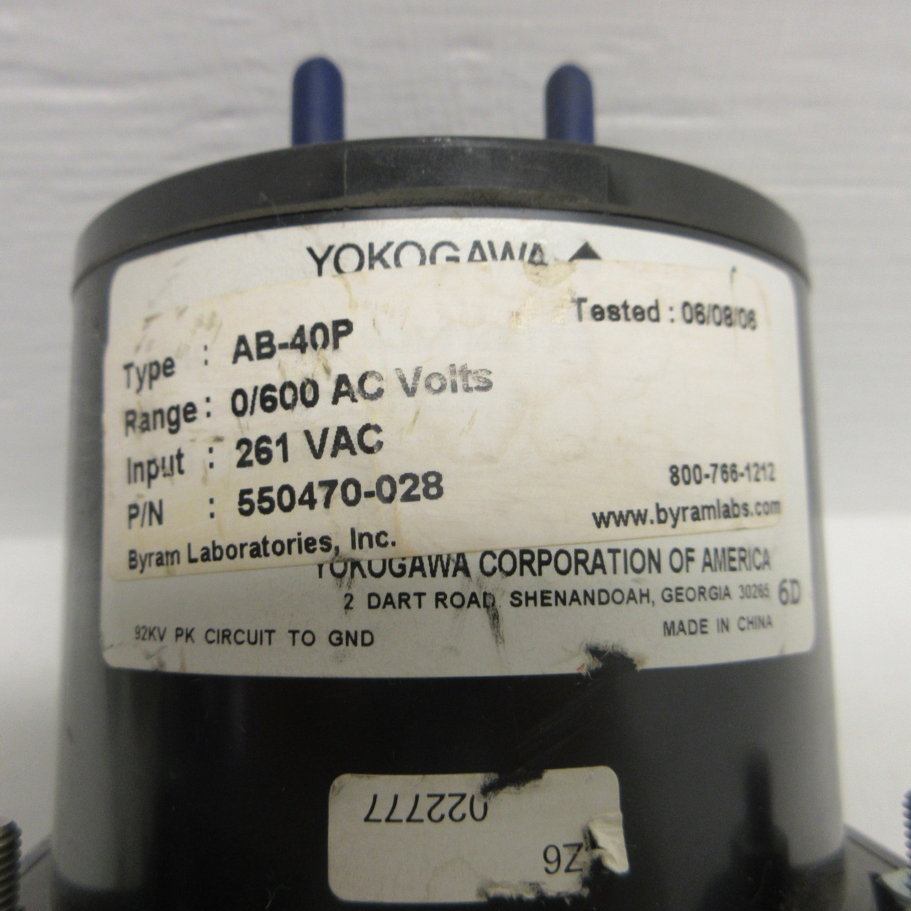 ASCO AB-40P AC Volts Panel Meter 550470-028 0/600VAC (Range: 0/600 AC Volts) (AH1457-1)