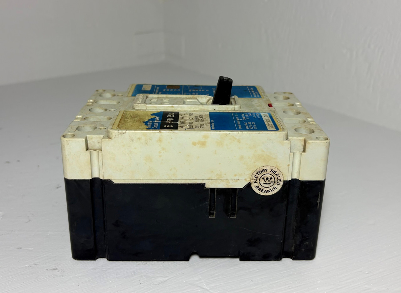 Westinghouse HFD3040L 40A Circuit Breaker Matte Blue 3P HFD3040 40 Amp bad label (EM5956-1)