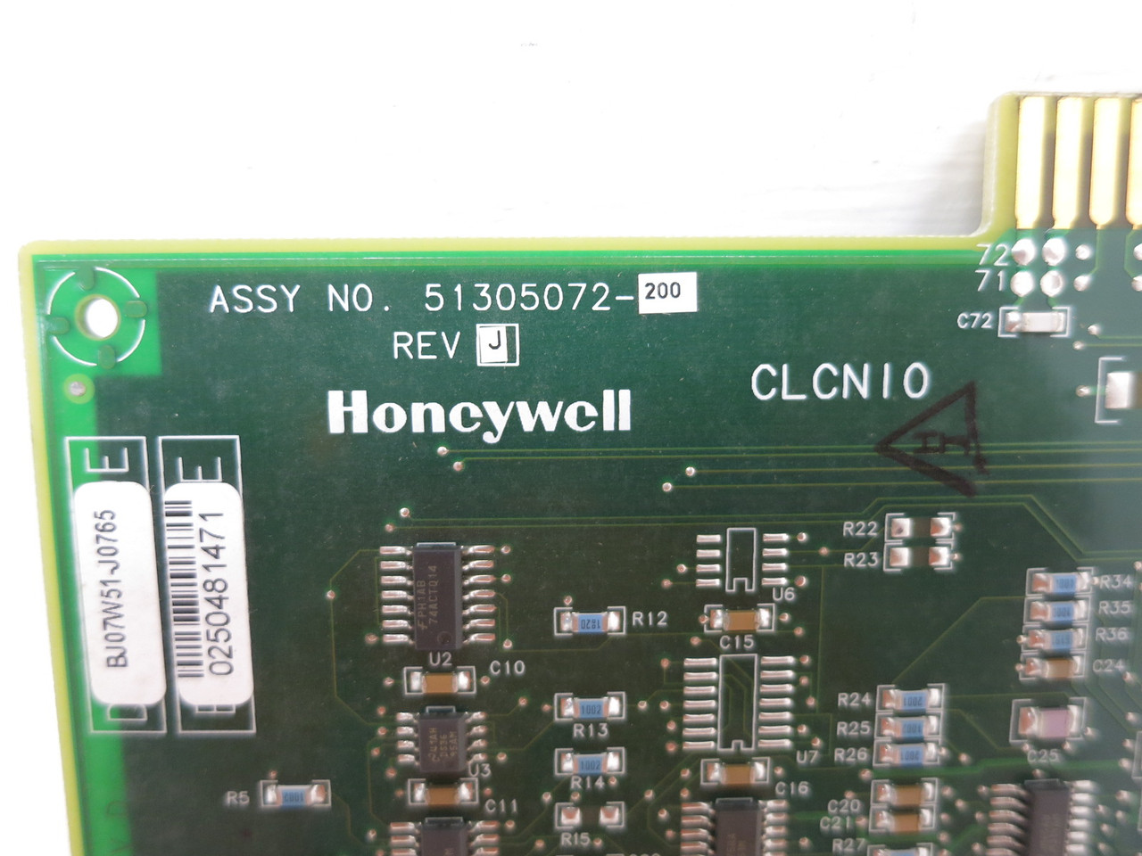 Honeywell 51305072-200 Rev J CLCNIO CLCN-A I/O Board 51305071 PCB PLC Card LCN A (DW8381-1)