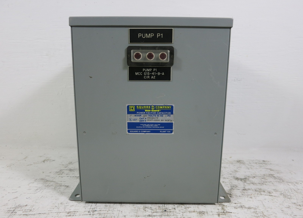 Square D Var-Gard 27.5 kVAR 480V 60Hz PFC4027F Power Factor Capacitor (BJ1139-2)