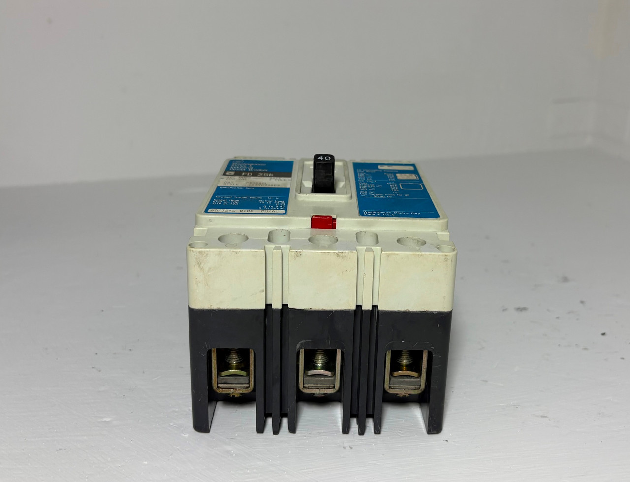Westinghouse FD3040L 40A Circuit Breaker Matte Blue 600V 3P FD3040 40 Amp (EM5957-1)