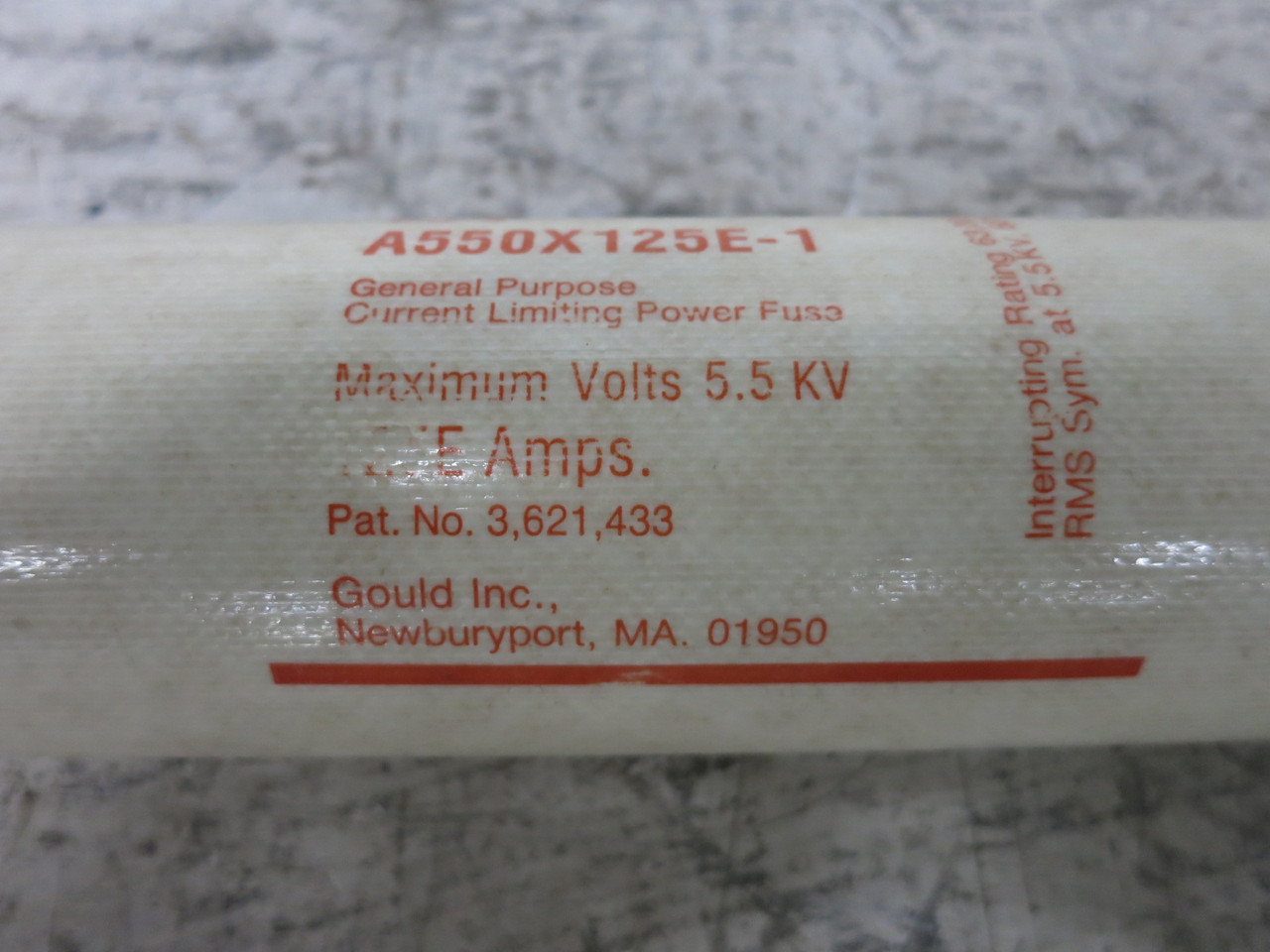 Gould Shawmut A550X125E-1 125E Amp 5.5 kV Current Limiting Power Fuse CS-3 125A (DW8386-1)