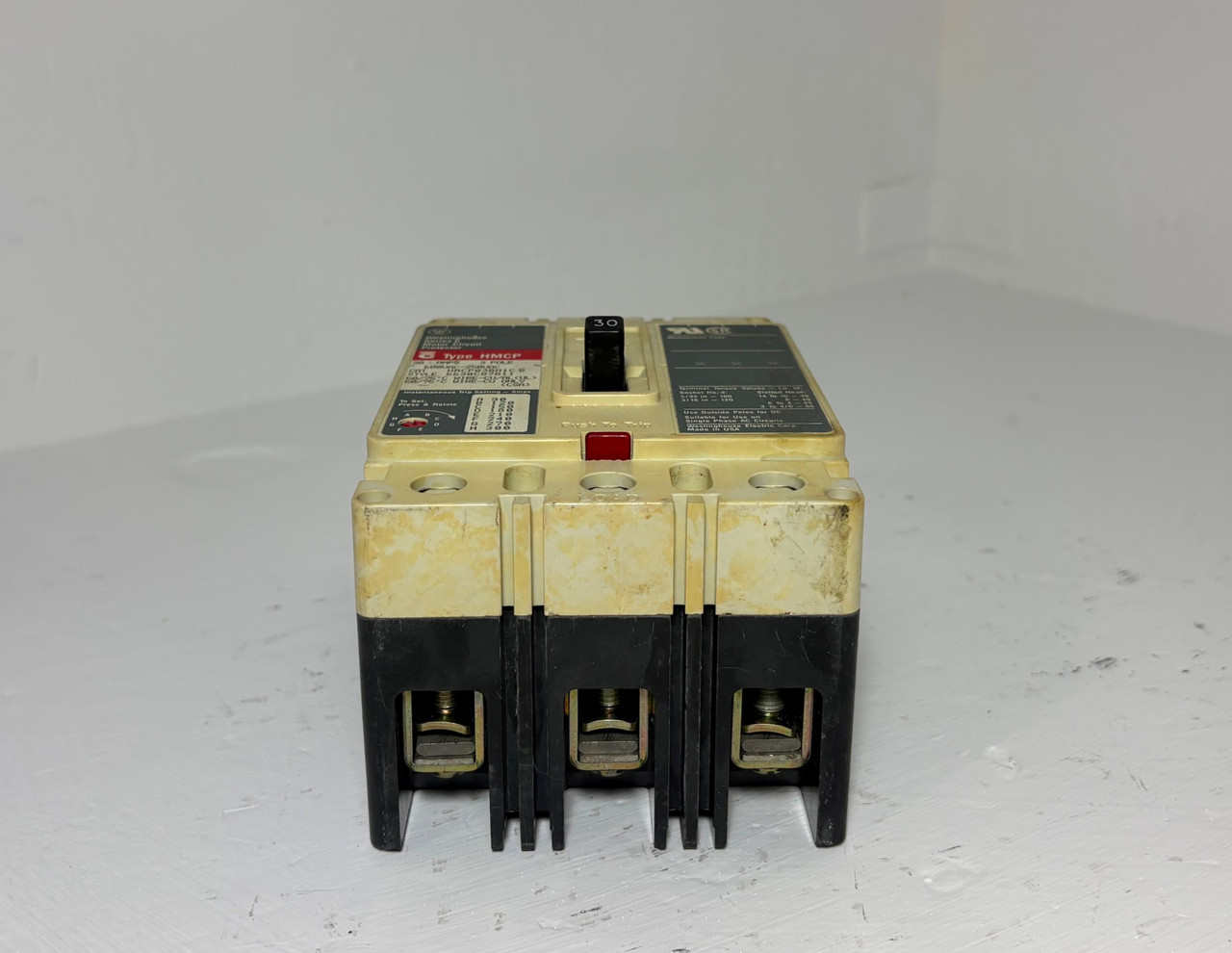 Westinghouse HMCP030H1CB 30A Circuit Breaker Matte 600V 3P Type HMCP 30 Amp (EM5962-5)