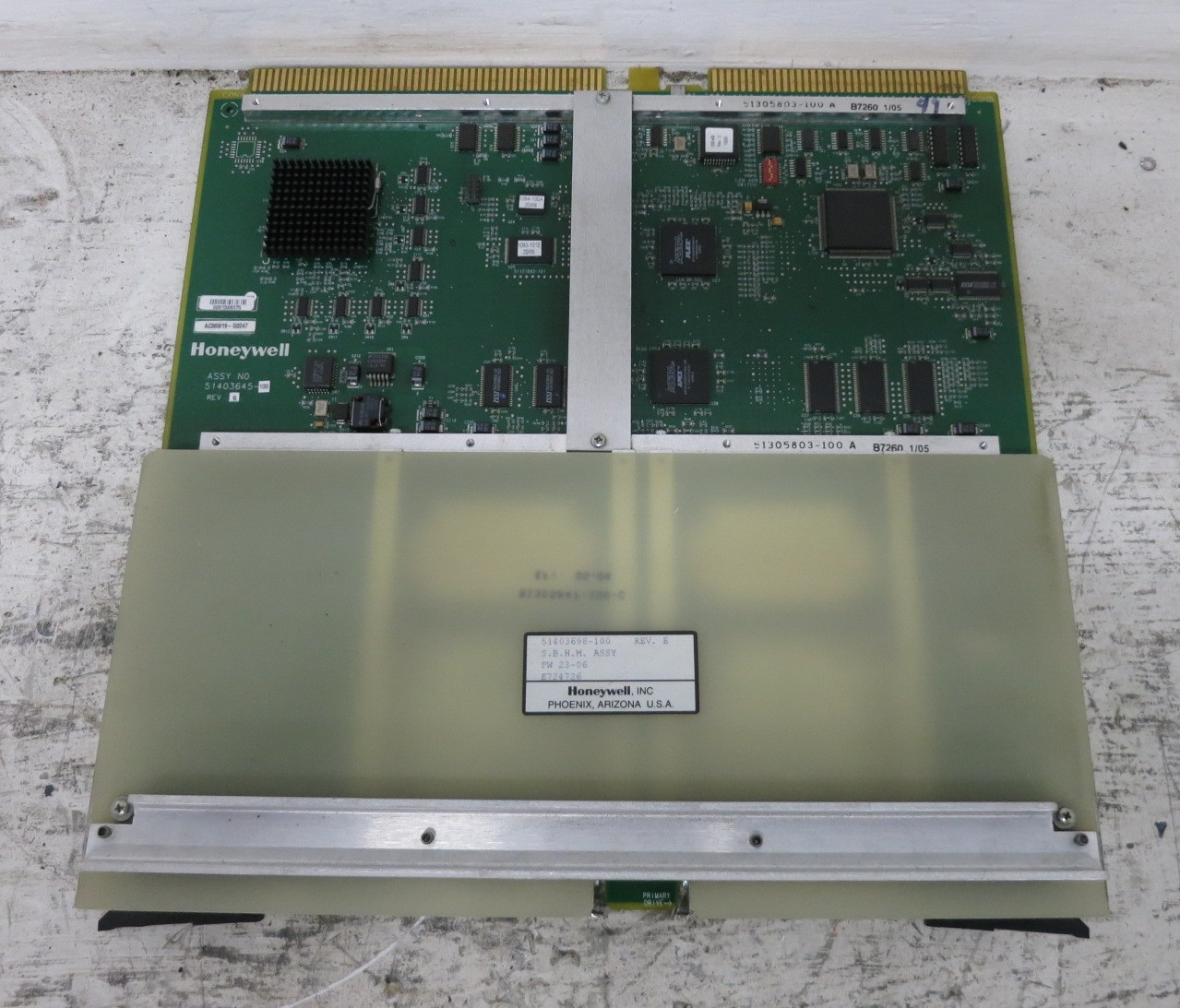 Honeywell 51403698-100 Rev E SBHM History Module PLC 51403645-100 Rev G Board (DW8390-1)