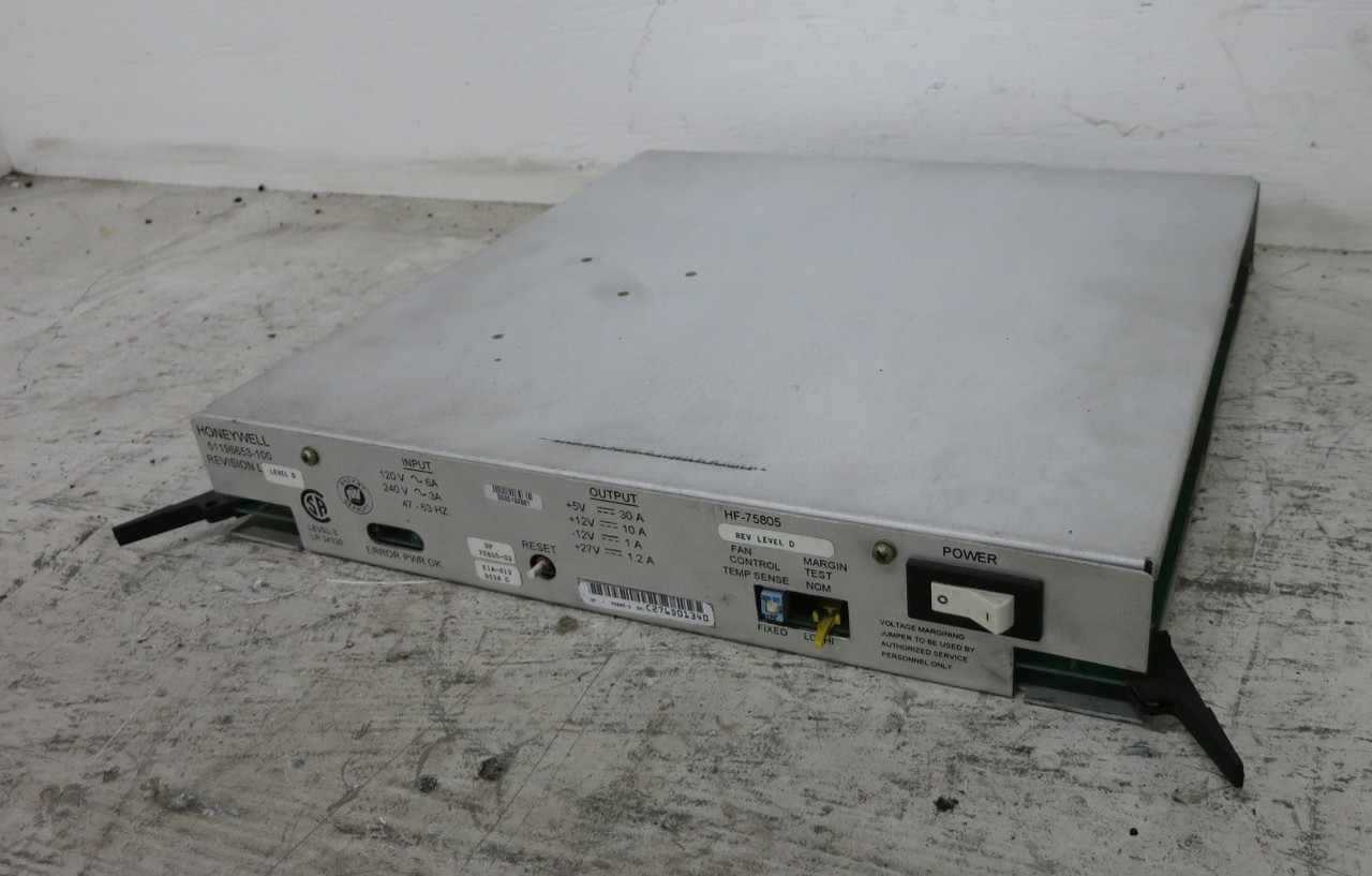 Honeywell 51196653-100 Power Supply HF-75805 Rev D Revision Level D PS PLC (DW8387-1)
